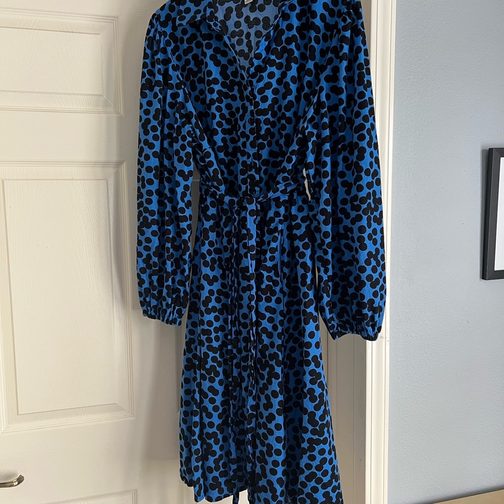 Blue and Black Polka Dot Dress